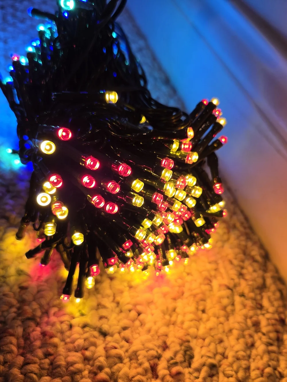 Multicolor Holiday LED String Lights - Black Wire